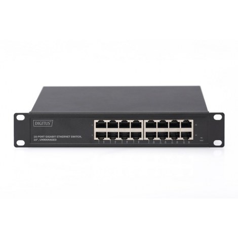 Digitus | 16-port Gigabit Ethernet Switch | DN-80115 | Unmanaged | Rackmountable | 10/100 Mbps (RJ-45) ports quantity | 1 Gbps ( - 2